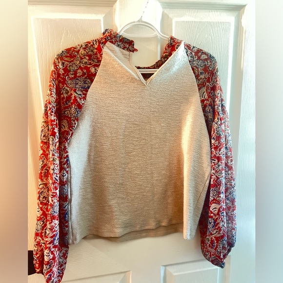 THML at Anthropologie Contrast Sleeve Blouse - Picture 3 of 3